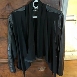 BlankNYC Vegan Leather Asymmetrical Zip DrapeFront Jacket